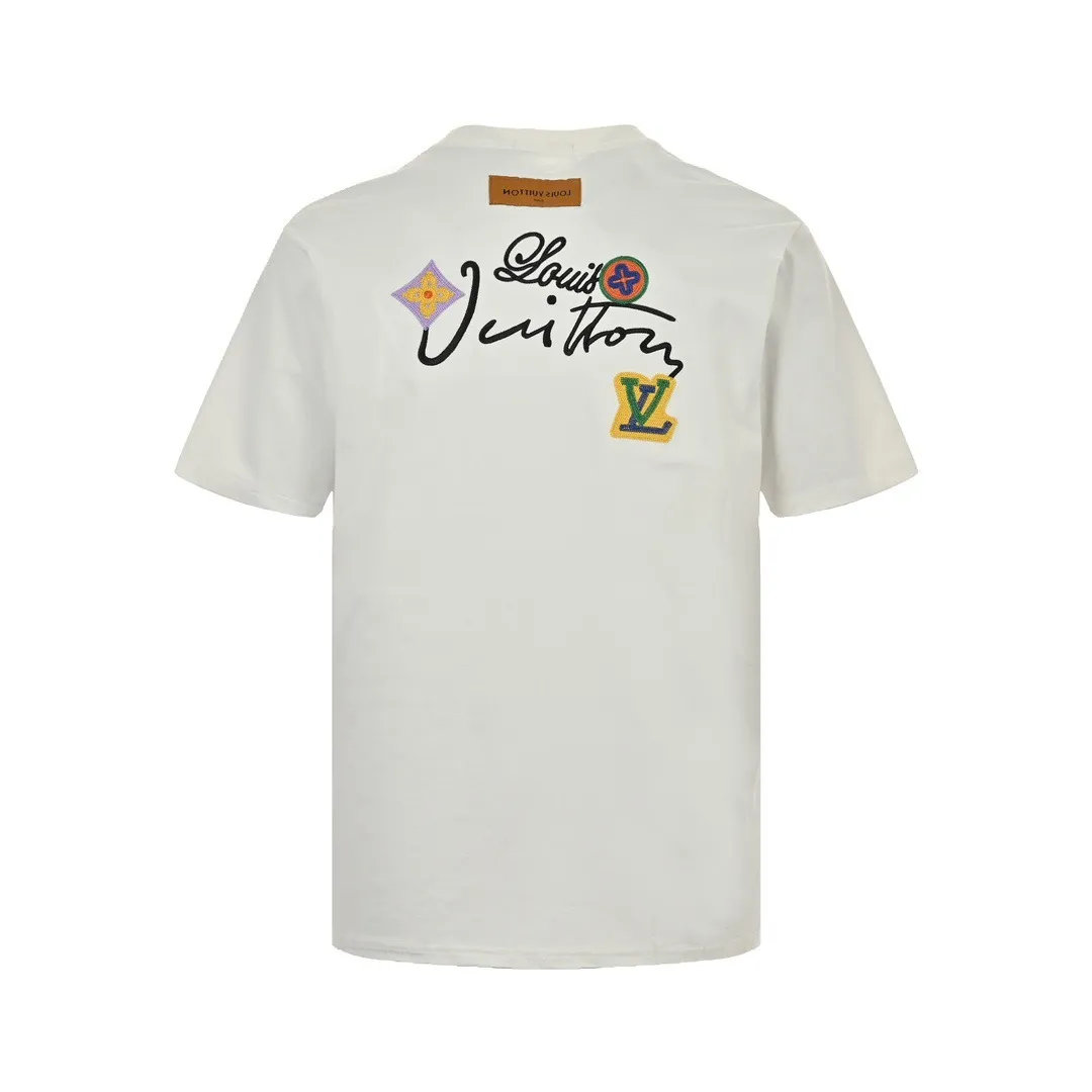 Louis Vuitton/Louis Vuitton floral letter embroidered short sleeves
